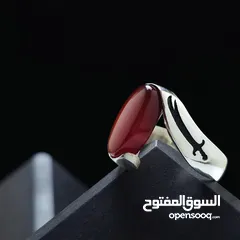  6 خاتم فضه عيار 925 مع عقيق يماني اصلي