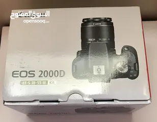  4 كاميرا كانون 2000d للبيع, استعمال خفيف . تشمل الكرتونة الشاحن وشنطة لحمل الكاميرا + الوصل