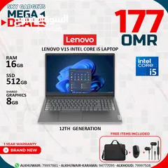  1 LENOVO V15 Intel Core i5-12TH GEN 16GB Ram 512GB SSD