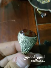  1 خاتم عقيق يمني اصلي انتيك  فضه