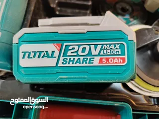  3 صاروخ شحن توتال بطارية ليثيوم 20 فولت 5 امبير استخدام محترف راس صاروخ نضيف