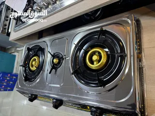  15 غاز 3عيون ستانلس ستيل ثقيل  عيون نحاس ونار حامية ونظام أمان حرق سعر 23دينار فقط لفترة محدودة مكفول