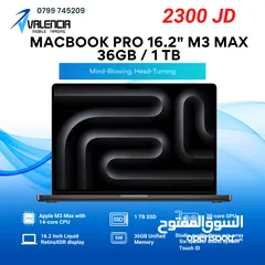  1 Macbook Pro 16.2" M3 Max 36GB/1TB/ماك بوك برو 16.2"  36GB/1TB M3Max