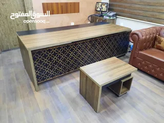  12 طقم مكتب مدير قياس2م مع خزانة خلفية وجانبية وطاولة قهوة توصيل مجاني