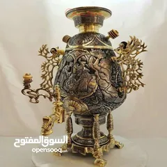  2 سماورالفحم للنحاسية الفاخرة 6-8 ليتر 100./. نحاسية 100./.صنع يدوية الفاخر مجلل صنع في ايران