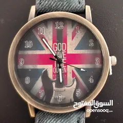  1 ساعة كلاسيك مع جيتار كهربائي وعلم بريطاني Electric Guitar British Flag Watch