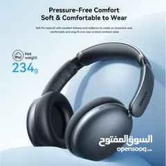  5 سماعات رأس Joyroom JR-JH1 Type-C Hybrid ANC لاسلكية مزدوجة الاتصال بجهازين، لون أسود، قابلة للطي