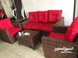  5 اختيارك الصح  طقم راتان 5 مقاعد 125د + طاولة وسط .. شامل التوصيل داخل عمان  يتوفر اطقم راتان سباعي