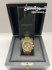  3 AP Royal Oak Chronograph – 41mm Yellow Gold Blue Tapisserie Dial  Full Package