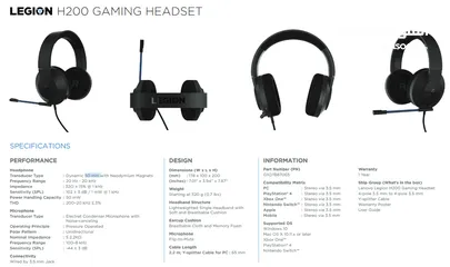  2 LENOVO LEGION H200