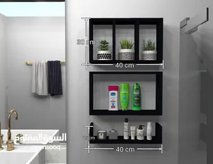  14 رفوف خشب شاشه ومطبخ وحمام وديكور حائط وستاند مكياج وجلاتين وغيره