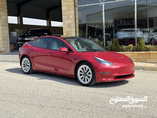  9 تسلا MODEl مج 3 موديل 2021 ستاندر بلس خمري داخل ابيض بحالة الوكاله فحص كامل حرره