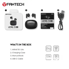  4 سماعات بلوتوث مقوامة للماء والتعرق Fantech Mithril TX1 Lite TWS Earbuds With IPX5