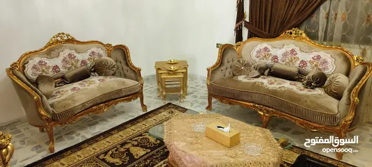  1 كنب كنبايات خشب زان دمياطي مصري ذهبي ملوكي مزخرف