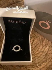  1 PANDORA SIGNATURE SILVER RING WITH CLEAR CUBIC ZIRCONIA