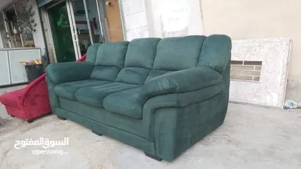  8 طقم كنب الدب كامل 7 مقاعد وكاله وسجلون خشب اصلي وكاله