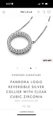  1 Pandora logo reversible silver collier with clear cubic zirconia necklace - preowned ( brand as new)