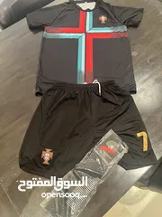  1 Ronaldo 7 Portugal Black Football Team Jersey men