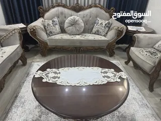  1 طاولات غرفة ضيوف بنقوش فاخرة من الخشب والفايبر المقاوم للماء