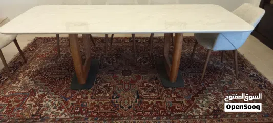  6 Modern Faux Marble Dining Table + 8 Upholstered Armchairs – Elegant 8-Seater Set