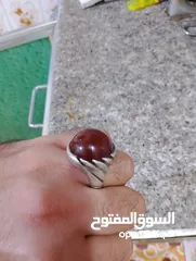  9 خاتم عقيق يماني احمر صياغه يدويه ثقيله جدا