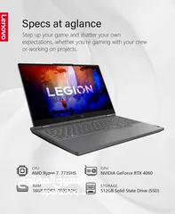  5 جديد - Lenovo Legion 5 15.6" WQHD 165Hz Laptop Ryzen 7 7735HS 16GB RAM 512GB SSD RTX 4060 8GB Grey