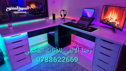  9 طاولة مكتب جيمنج زاويه مميزة بعدة الوان وقياسات حسب طلبك التوصيل والتركيب مجاني لعمان والزرقاء
