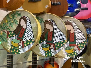  2 طقم دف جلد ثلاث احجام مشغول رسم ع الوجه