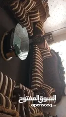  4 غرفة ضيوف خشب زان أصلي 100%مع طاولة وسط زجاج بحاله  جيده جدا