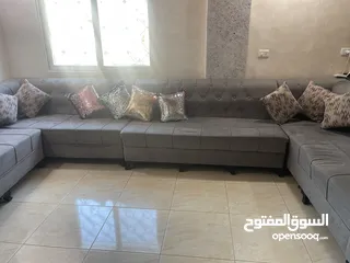  1 كنب 14  مقعد قماش أمريكي لون رمادي للبيع