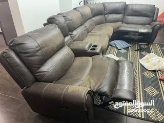  2 For Sale: L-Shaped Leather Sofa with Two Recliners – Great Condition