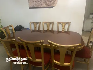  2 طاوله سفره 8 كراسي خشب زان بسعر 130دينار التواصل واتسب