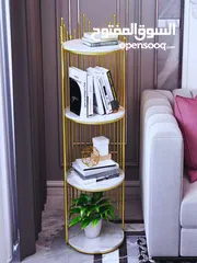  4 رف ملكي بخشب مطلي رخامي لمسة فخمة ملوكية لبيتك  تصميم فاخر من خشب مطلي رخامي ابيض  هيكل حديد ذهبي