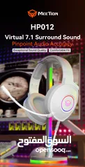  14 Meetion HP012 RGB 7.1 Virtual Surround Sound Gaming Headset USB -White سماعات لون ابيض
