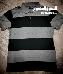 1 Polo Shirt - Slim Fit XL (Black & Grey Stripes)