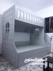  6 تخت طابقين ثلاثي مكفول 5 سنوات بحمل 150 كيلو  الخشب لامنيت مسمك ع خمالتين 3.5 سم