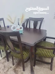  6 طاوله سفره خشب زان بالكامل 6 كراسي ضغط استعمال اشي بسيط جداً ..