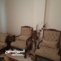  3 طقم كنب تقيل استخدام خفيف مع طقم سكملات خشب زان كامل
