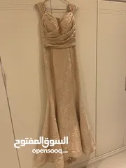  4 فستان سهره بيج من تركيا مقاس 40