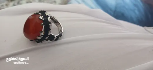  2 خاتم فضه عقيق