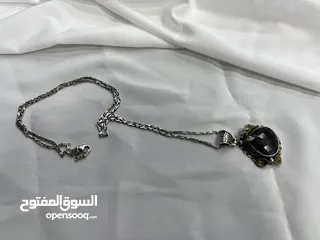  7 ‎السنسال الفضي الإيطالي عيار *925* مع التعليقة الفضية بحجر *اللابرادوريت التركي* بوزن *21.77