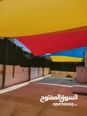  3 مظلات اشرعة للساحات الخارجية للحضانات ورياض الأطفال والمدارس الوان حسب الطلب