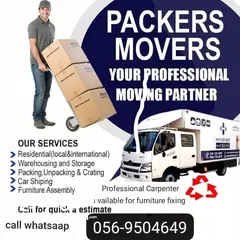  1 Professional House Furniture Movers and packers shifting Villa Flat studio Office Carpenter services