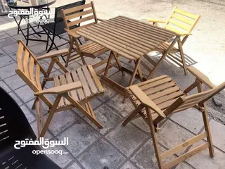  1 طقم طاولة مع 4 كراسي خشب زان طوي للحديقه للرحلات