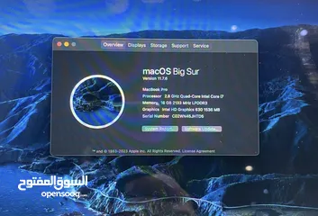  3 Mac OS Big Sur  Version 11.7.6 MacBook  ماك بوك برو urgent sales Pro Intel core i7