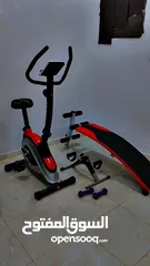  4 دراجة تمارين مع هدية جهاز تمارين لشد البطن وجهاز مشاية لعضلات الساقين