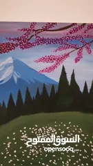  3 لوحة جبلية فنية بألوان هادئة – رسم يدوي مميز - رسم لوحات