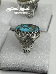  5 خاتم الفيروز الايراني والعقيق اليمني  Iranian turquoise and Yemeni agate ring