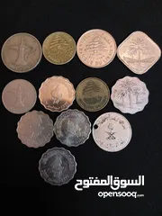 13 مجموعة عملات  دول عربية وأجنبيه متنوعه من العملات النادرة من 1940 وسنوات أخرى 25000ج