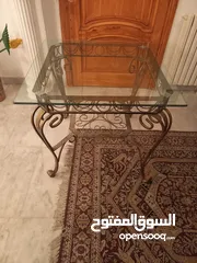  2 طاولة حديد مع وجه زجاج